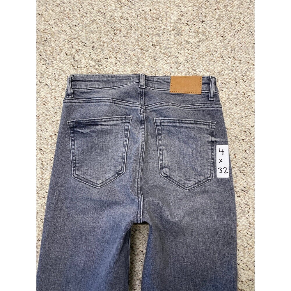 Zara High-Rise Straight Leg Side Split Hem Washed Gray Distressed Size 4 - Picture 6 of 9